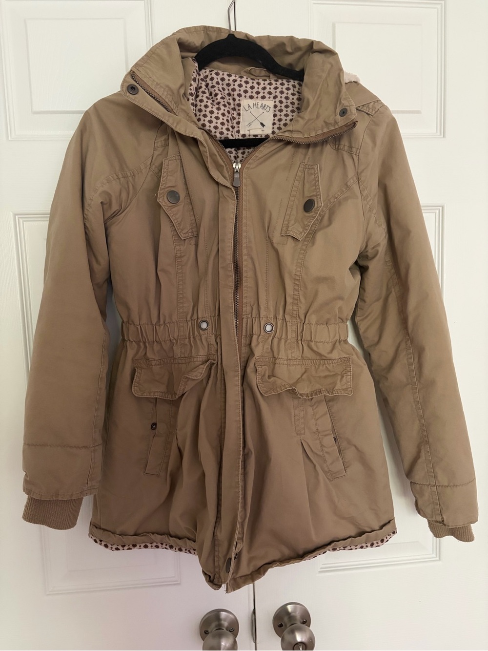 La Hearts women's Khaki Hooded Drawstring Parka